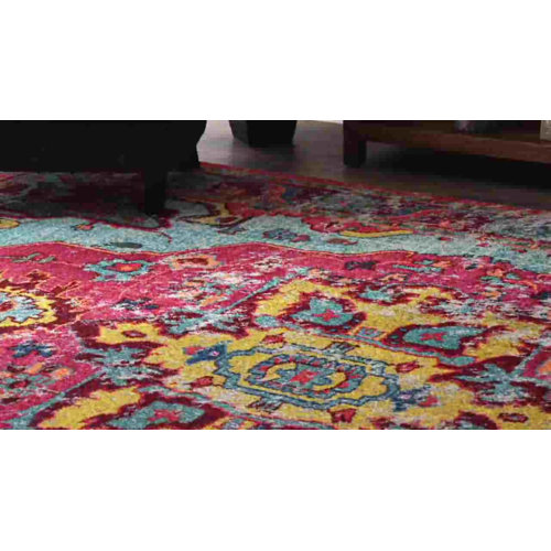 Bungalow Rose Juliemarie Vintage Bohemian Power Loom Performance Pink Rug &  Reviews | Wayfair